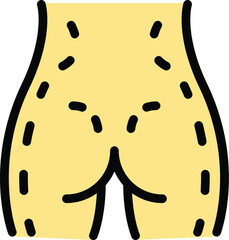Back leg liposuction icon outline vector. After diet. Plastic skin color flat