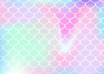 Gradient scale background with holographic mermaid.