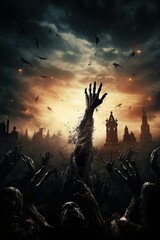  Zombie Hand Rising Out Of A Graveyard | Generative AI