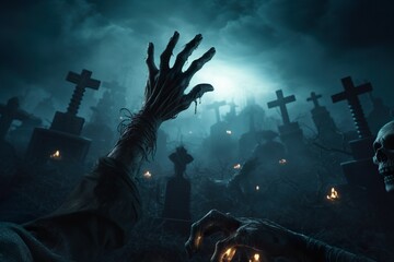  Zombie Hand Rising Out Of A Graveyard | Generative AI
