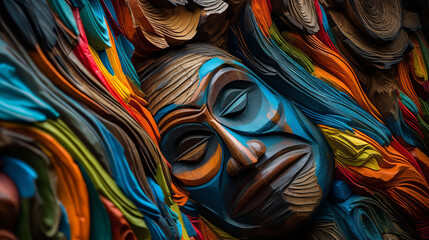 abstract wooden face