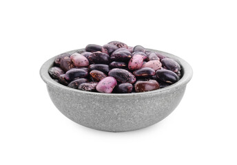 Bowl with dry kidney beans isolated on white