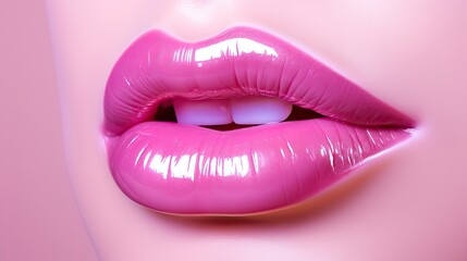 Close-up view of lips with Y2K style lip gloss
