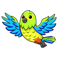 Cute orange bellied parrot cartoon flying