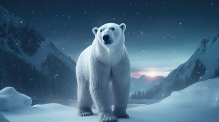 amazing photo of Polar Bear highly detailed. polar bear on ice. ice landscape in the arctic