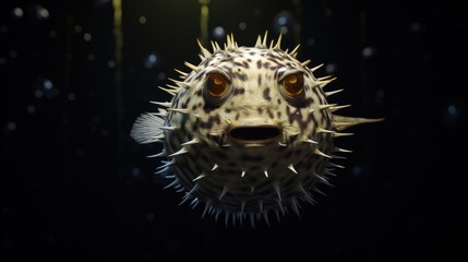 photograph of a puffer fish at the bottom of the sea