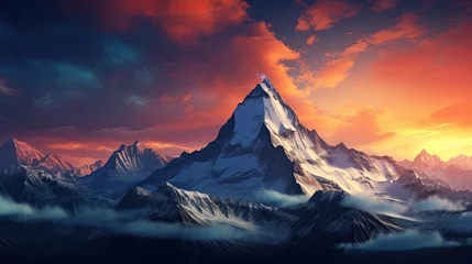 Fotobehang sunrise in the mountains wallpaper © Vitor
