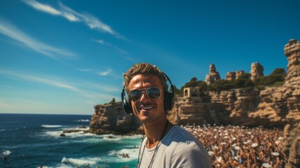 Enchanting Summer Escapades: Exploring Europe, Admiring Cityscapes and Beaches with Fashionable Eyewear, generative AI