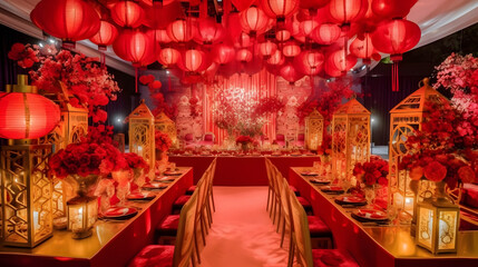wedding arc and romantic vibe scene chinese new year lanterns 