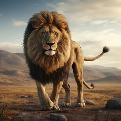 Küchenrückwand glas motiv  fierce lion in africa cinematic realistic  © Young