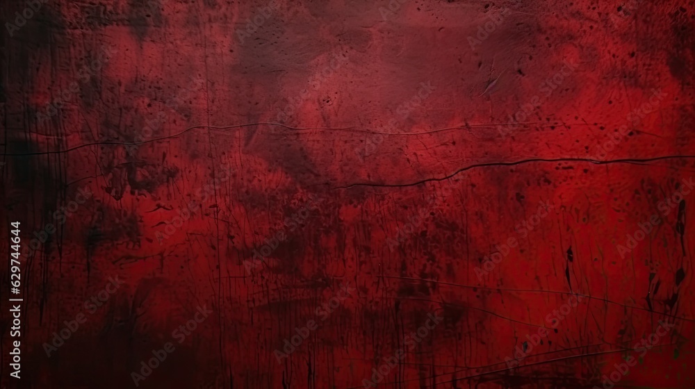 Wall mural vintage red overlay effect on a scratched surface black and red