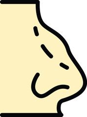 Human rhinoplasty icon outline vector. Open face. Anatomy body color flat