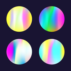 Holographic abstract backgrounds set. Gradient hologram.