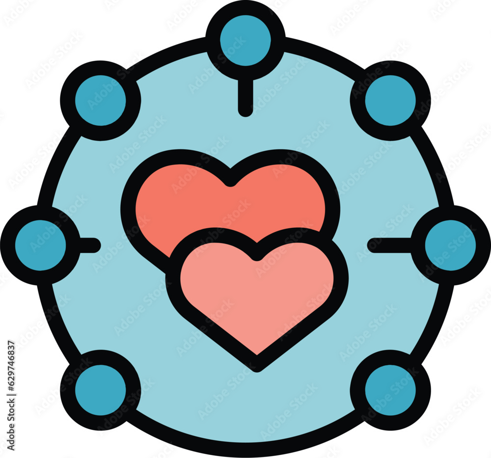 Poster scheme community icon outline vector. value service. trust relation color flat