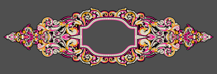 Mughal art beautif motifs borders and flowers textile digital motifs. digital paisley motif design stock illustration for shirt print
