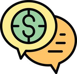 Collateral chat icon outline vector. Bank loan. Finance marketing color flat