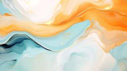 Marble effect background in blue and orange tones