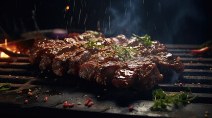 grilled meat on the barbecue - obrazy, fototapety, plakaty