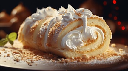 Delicious Slices of sweet cream roll