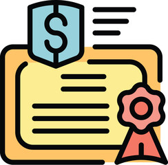 Collateral diploma icon outline vector. Loan bank. Finance time color flat