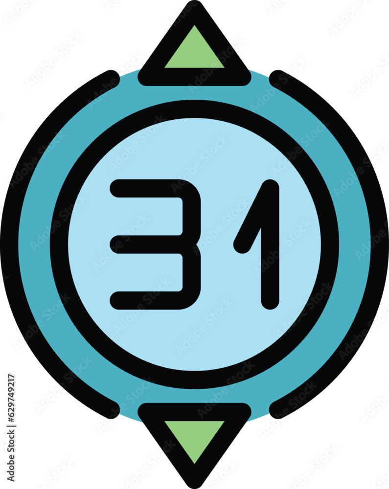 Poster timer icon outline vector. time clock. agenda date color flat
