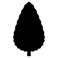 Stylized tree. Ancient Iranian floral design. Black silhouette on white background.