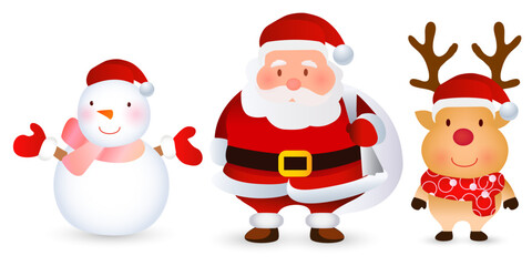 クリスマス　サンタクロース　トナカイ　雪だるま　アイコン