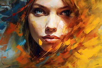 Artistic Vision: Layered Painting of Woman's Face (Generative AI)