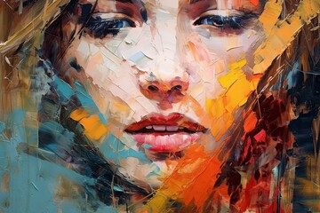 Ethereal Layers: Abstract Woman's Face Painting (Generative AI)