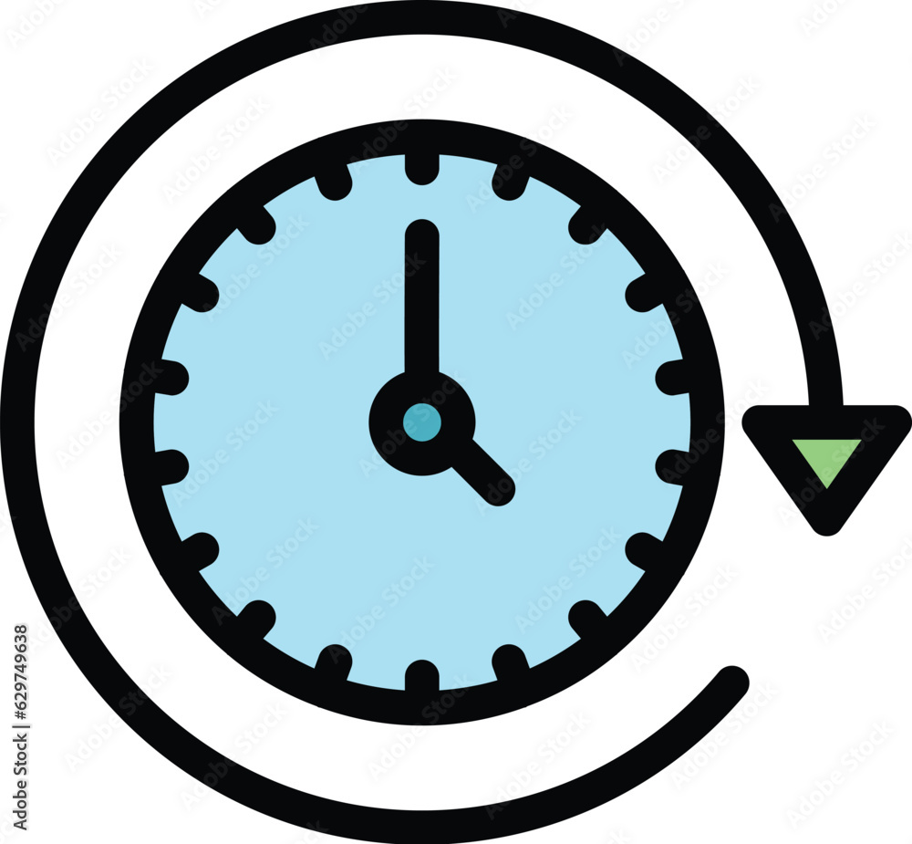 Poster timekeeper icon outline vector. hour timer. call timer color flat