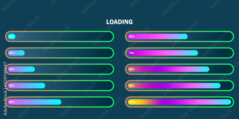 Aufkleber colorful loading bar set. modern web element collection. vector illustration. eps 10.
