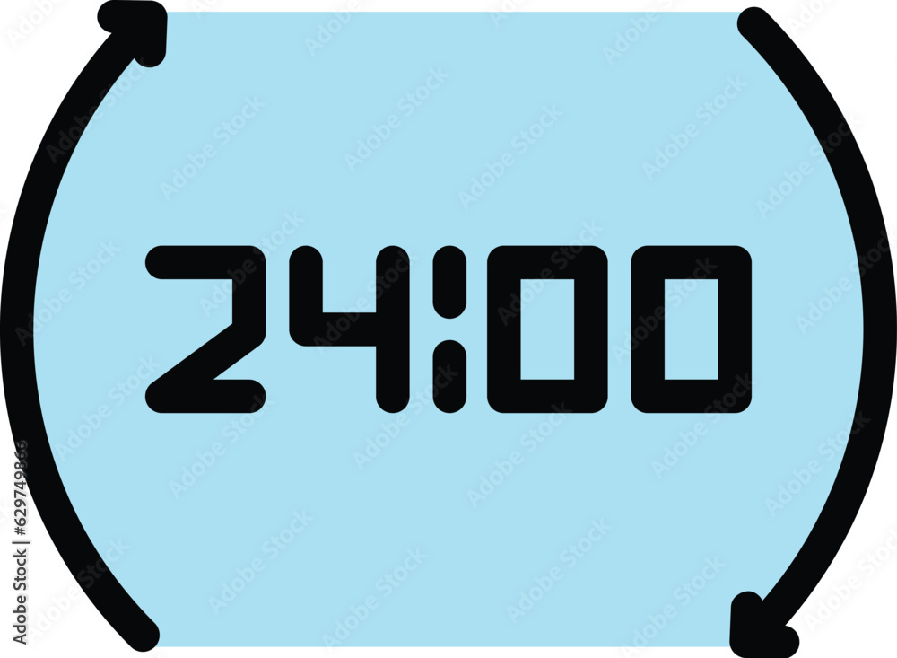 Aufkleber 24 hour duration icon outline vector. deadline date. call length color flat