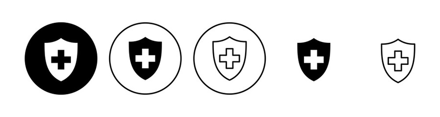 Health insurance icon set. Insurance health document icon