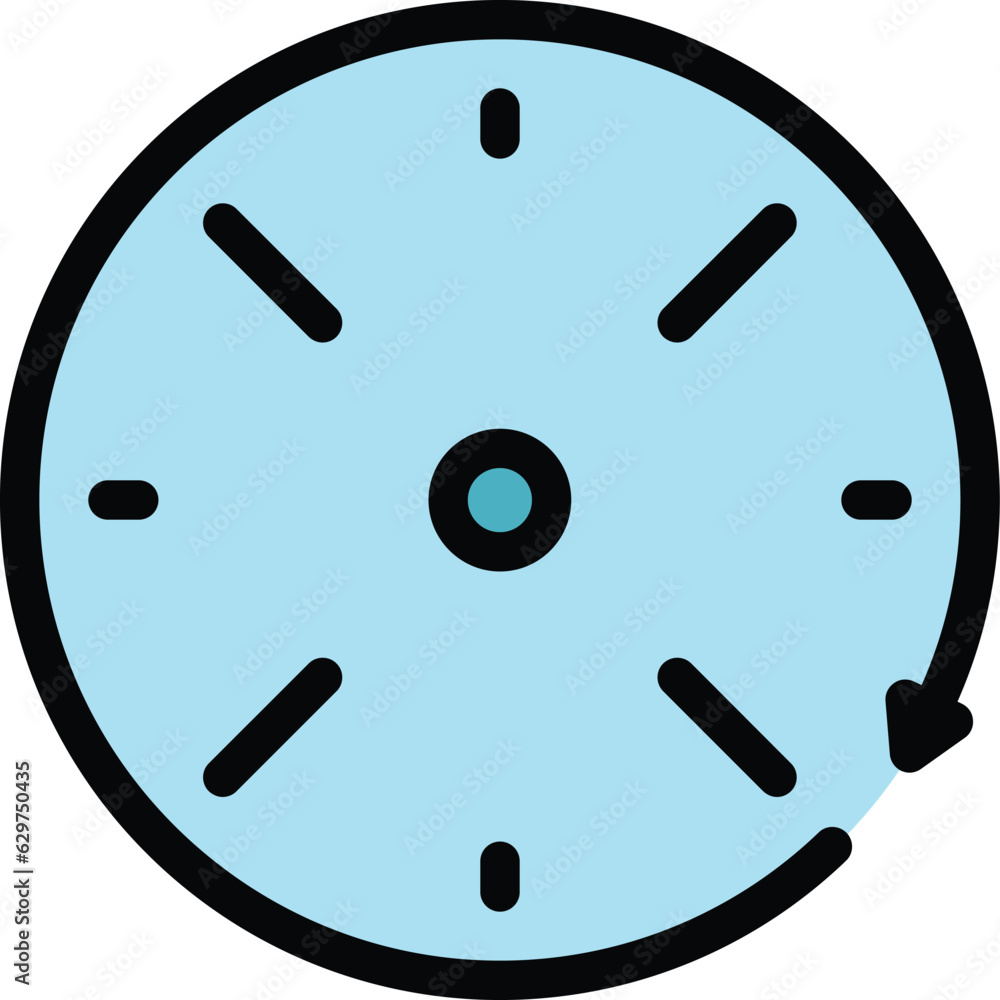 Poster clock call icon outline vector. hour timer. date general color flat