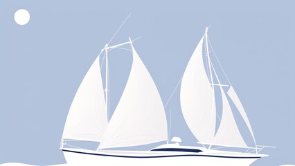 A Sail Boat With Sails Floating In The Ocean
