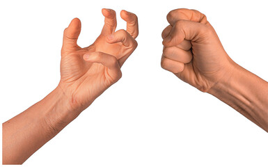 Isolated human hands showing anger