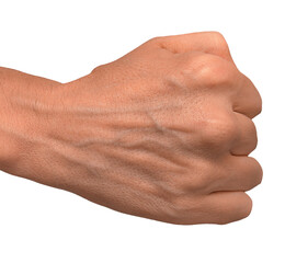 Isolated human hand in clenched fist