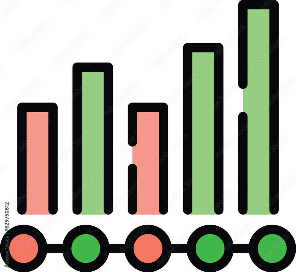 Wall mural business trend graph chart icon outline vector. seo web. information engine color flat