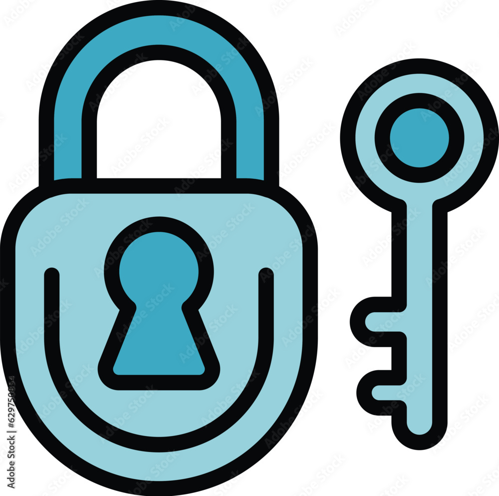 Sticker Seo padlock business trend icon outline vector. Search element. Chart internet color flat - Stickers
