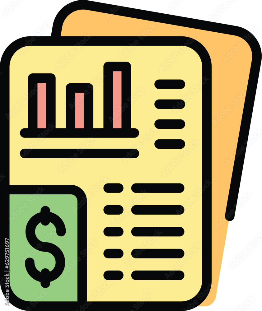 Poster minimal data icon outline vector. internet chart. network search color flat