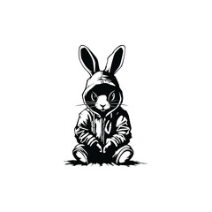 simple street art rabbit animal logo vector illustration template design