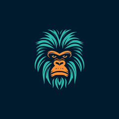 simple funny baboon wild animal logo vector illustration template design © katsumatakun