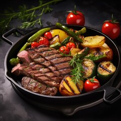 grilled meat with vegetables