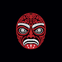 simple ethnic culture carving mask maori logo vector illustration template design