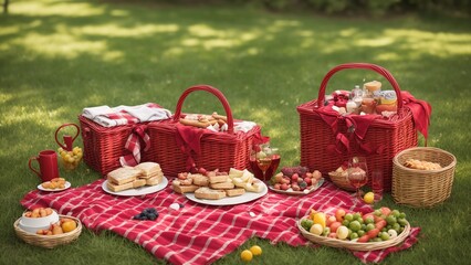 A Picnic With A Picnic Blanket And Picnic Food