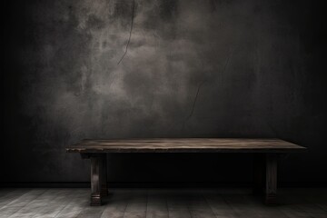 Minimalist Elegance: Empty Table Against a Dark Blank Background (Generative AI)