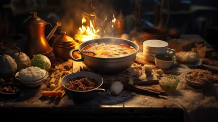 cooking on the campfire delicious lamen