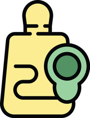 Shop bag location icon outline vector. Store map. Point mall color flat