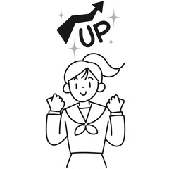 成績が上がって喜ぶ女子高生