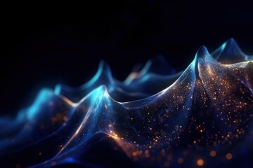 Glowing Energetic Ripples: Abstract Particle Wave Design (Generative AI)